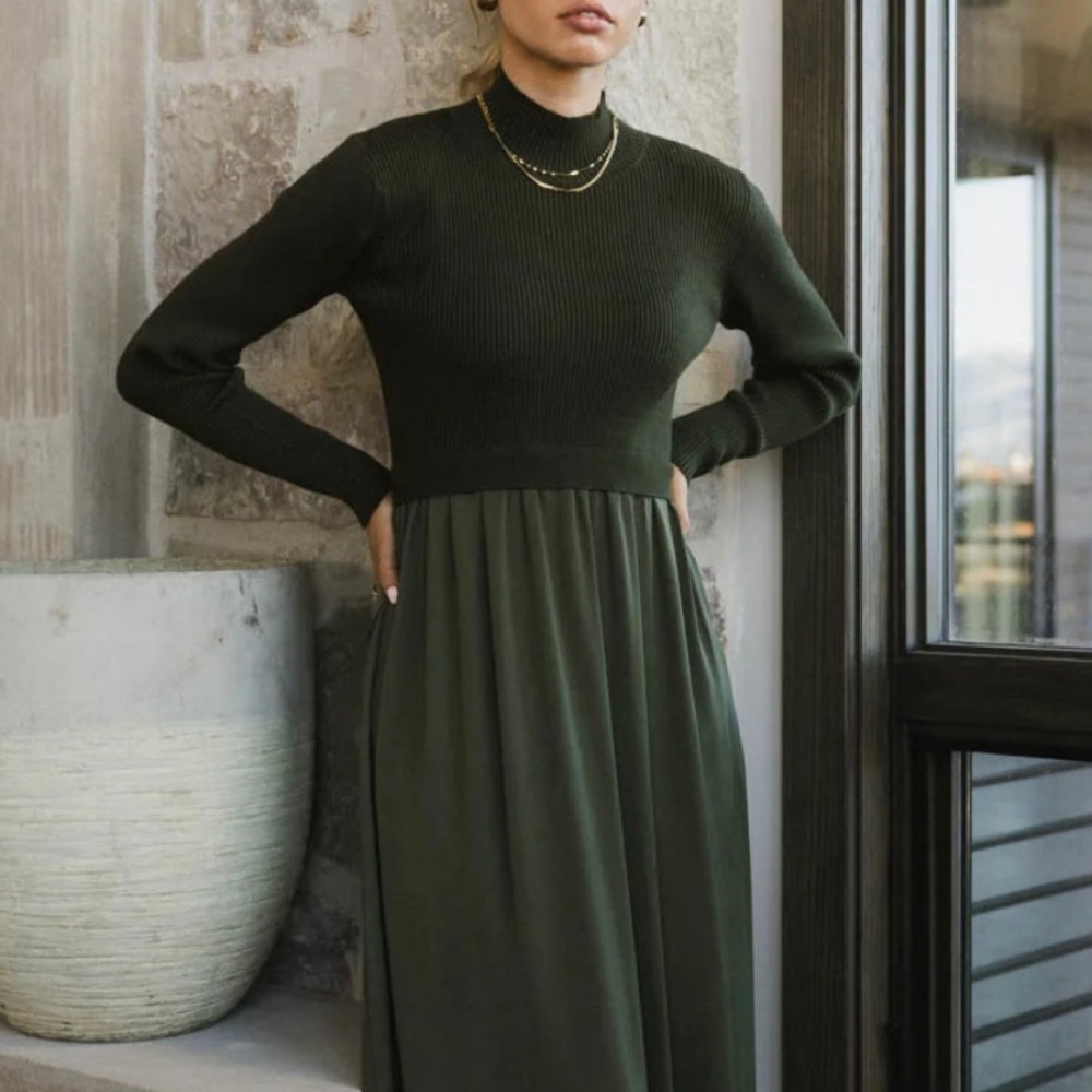 BOHME ZEDA MIDI DRESS IN OLIVE